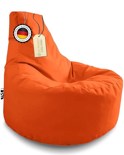 PATCH HOME Gamer Kissen & Lounge Sitzsack – befüllbar mit Reißverschluss, gefüllt mit Styropor, geeignet für In- & Outdoor. Perfekt als Gaming Sessel Sitzkissen (Orange, Ø 65cm x Höhe 70cm Junior) von PATCH HOME