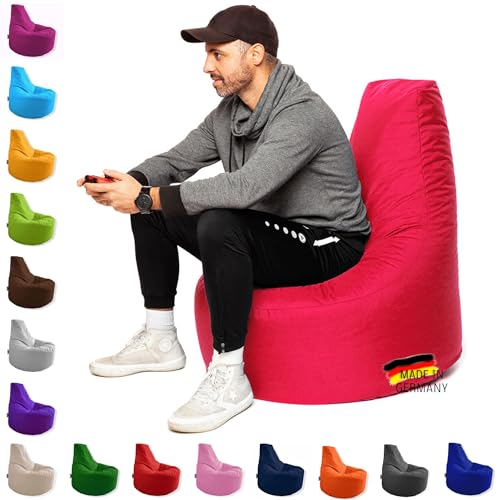 PATCH HOME Gamer Kissen & Lounge Sitzsack Sessel Sitzkissen Sitzsäcke Gaming, fertig mit Styropor Füllung befüllt In & Outdoor geeignet (Pink, Ø 65cm x Höhe 70cm Junior) von PATCH HOME