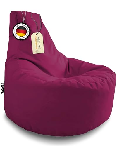 PATCH HOME Gamer Kissen & Lounge Sitzsack – befüllbar mit Reißverschluss, gefüllt mit Styropor, geeignet für In- & Outdoor. Perfekt als Gaming Sessel Sitzkissen (Weinrot, Ø 65cm x Höhe 70cm Junior) von PATCH HOME