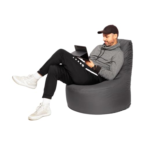 PATCH HOME Gamer Sessel Sitzsack Beanbag - 2 Größen - 25 Farben XL - 75cm Durchmesser, 30cm Sitzhöhe, 80cm Höhe Anthrazit von PATCH HOME