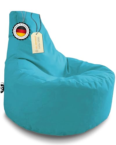 PATCH HOME Gamer Sessel Sitzsack Beanbag - 2 Größen - 25 Farben XXL - 80cm Durchmesser, 30cm Sitzhöhe, 90cm Höhe Türkis von PATCH HOME
