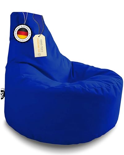 PATCH HOME Gamer Sessel Sitzsack Beanbag in 2 verschiedenen Größen und 25 XXL - 80cm Durchmesser, 30cm Sitzhöhe, 90cm Höhe Blau von PATCH HOME