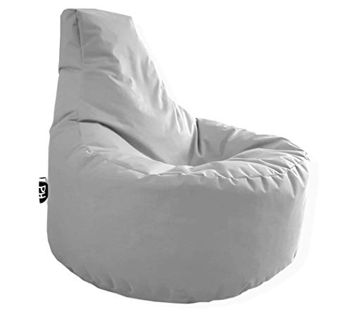 PATCH HOME Gamer Sessel Sitzsack Beanbag in 2 verschiedenen Größen und 25 XXL - 80cm Durchmesser, 30cm Sitzhöhe, 90cm Höhe Grau von PATCH HOME