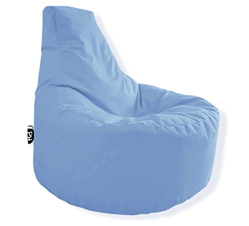 PATCH HOME Gamer Sessel Sitzsack Beanbag in 2 verschiedenen Größen und 25 XXL - 80cm Durchmesser, 30cm Sitzhöhe, 90cm Höhe Hellblau von PATCH HOME