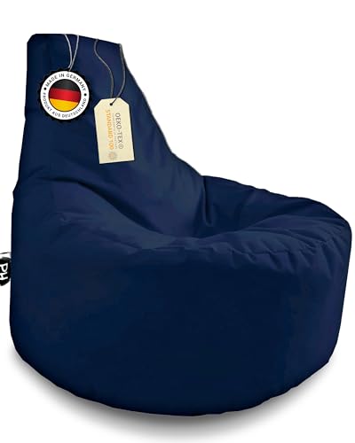 PATCH HOME Gamer Sessel Sitzsack Beanbag in 2 verschiedenen Größen und 25 XXL - 80cm Durchmesser, 30cm Sitzhöhe, 90cm Höhe Marine von PATCH HOME