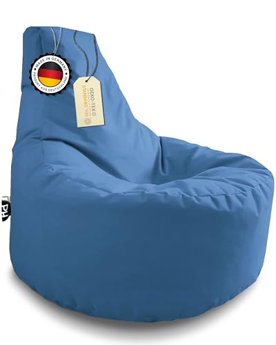 PATCH HOME Gamer Sessel in 2 verschiedenen Größen und 25 XL - 75cm Durchmesser, 30cm Sitzhöhe, 80cm Höhe Blaugrau von PATCH HOME