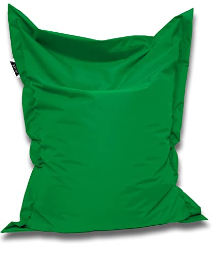 PATCH HOME Orginal Premium Gaming Sitzsack Sitzkissen für In & Outdoor Fertig befüllt in 3 Größen & 27 Farben 145 x 100cm Grün von PATCH HOME