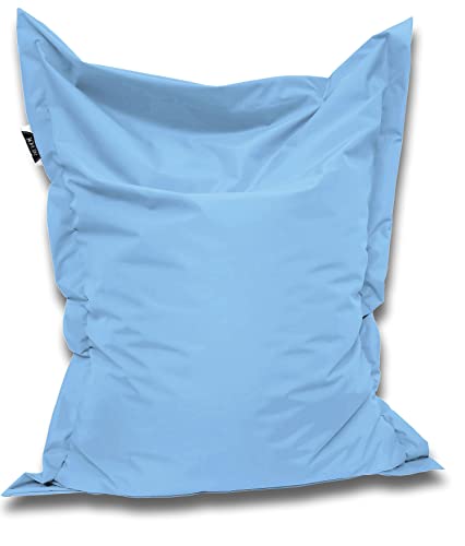PATCH HOME Orginal Premium Gaming Sitzsack Sitzkissen für In & Outdoor Fertig befüllt in 3 Größen & 27 Farben 145 x 100cm Hellblau von PATCH HOME
