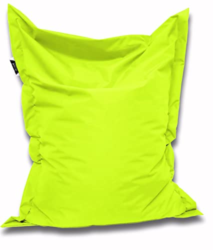 PATCH HOME Orginal Premium Gaming Sitzsack Sitzkissen für In & Outdoor Fertig befüllt in 3 Größen & 27 Farben 160 x 145cm Neon Gelb von PATCH HOME