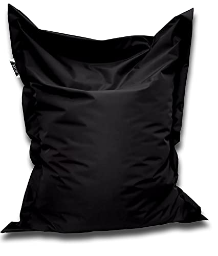 PATCH HOME Orginal Premium Gaming Sitzsack Sitzkissen für In & Outdoor Fertig befüllt in 3 Größen & 27 Farben 160 x 145cm Schwarz von PATCH HOME