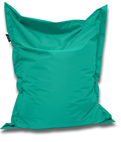 PATCH HOME Orginal Premium Gaming Sitzsack Sitzkissen für In & Outdoor Fertig befüllt in 3 Größen & 27 Farben 180 x145cm Türkis von PATCH HOME