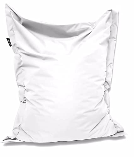 PATCH HOME Orginal Premium Gaming Sitzsack Sitzkissen für In & Outdoor Fertig befüllt in 3 Größen & 27 Farben 180 x145cm Weiß von PATCH HOME
