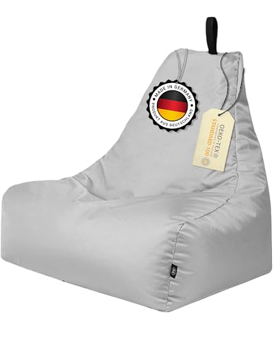 PATCH HOME Patchhome Gamer Kissen Lounge Kissen Sitzsack Sessel Sitzkissen In & Outdoor geeignet fertig befüllt | Grau - XL - in 2 Größen und 25 Farben von PATCH HOME