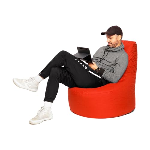 PATCH HOME Patchhome Gamer Sessel mit Reißverschluss Lounge Kissen Sitzsack Sitzkissen Bean Bag In & Outdoor geeignet fertig befüllt (Ø 75cm x Höhe 80cm mit Reißverschluss, Rot) von PATCH HOME