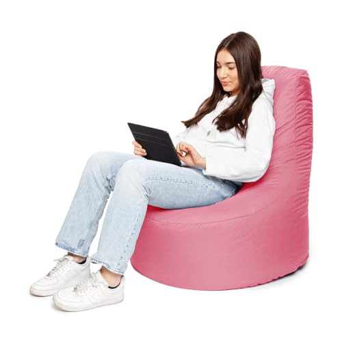 PATCH HOME Patchhome Gamer Sessel mit Reißverschluss Lounge Kissen Sitzsack Sitzkissen Bean Bag In & Outdoor geeignet fertig befüllt (Ø 80cm x Höhe 90cm mit reißverschluss, Altrosa) von PATCH HOME