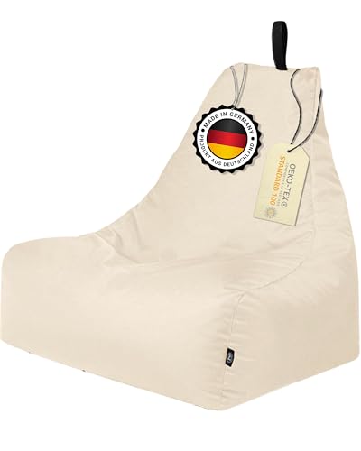 PATCH HOME Patchhome Lounge Sessel XL Gamer Sessel Sitzsack Sessel Sitzkissen In & Outdoor geeignet fertig befüllt | XL - Creme - in 2 Größen und 25 Farben von PATCH HOME