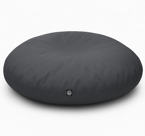 PATCH HOME Sitzsack 2 in 1 Sitzkissen mit Reißverschluss bereits befüllt Bodenkissen Sessel BeanBag Kissen (Anthrazit, 145cm Durchmesser) von PATCH HOME