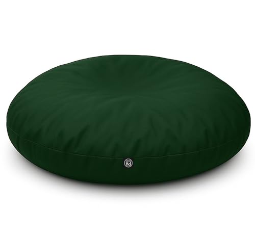 PATCH HOME Patchhome Sitzsack 2 in 1 Sitzkissen mit Reißverschluss bereits befüllt Bodenkissen Sessel BeanBag Kissen (Dunkelgrün, 145cm Durchmesser) von PATCH HOME