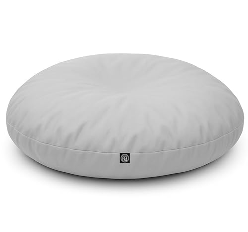 PATCH HOME Sitzsack 2 in 1 Sitzkissen mit Reißverschluss bereits befüllt Bodenkissen Sessel BeanBag Kissen (Grau, 125cm Durchmesser) von PATCH HOME