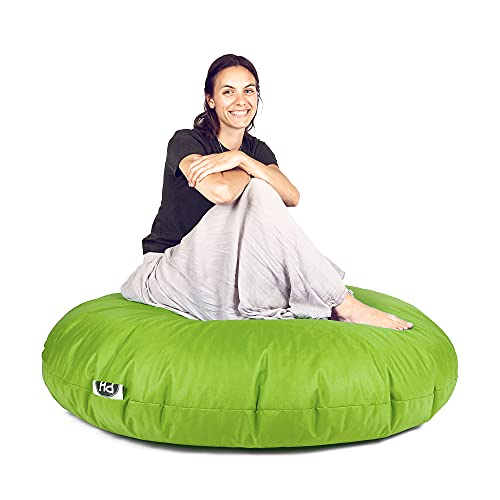 PATCH HOME Patchhome Sitzsack 2 in 1 Sitzkissen mit Reißverschluss bereits befüllt Bodenkissen Sessel BeanBag Kissen (Kiwigrün, 145cm Durchmesser) von PATCH HOME