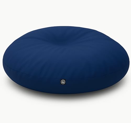 PATCH HOME Sitzsack 2 in 1 Sitzkissen mit Reißverschluss bereits befüllt Bodenkissen Sessel BeanBag Kissen (Marine, 125cm Durchmesser) von PATCH HOME