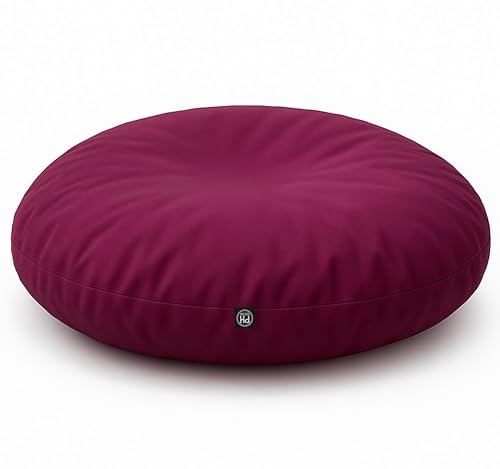 PATCH HOME Sitzsack 2 in 1 Sitzkissen mit Reißverschluss bereits befüllt Bodenkissen Sessel BeanBag Kissen (Weinrot, 100cm Durchmesser) von PATCH HOME