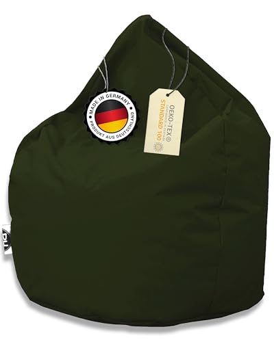 PATCH HOME Patchhome Sitzsack Tropfenform - Khaki für In & Outdoor XXL 420 Liter - mit Styropor Füllung in 25 versch. Farben und 3 Größen von PATCH HOME