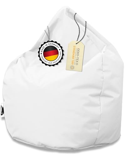 PATCH HOME Patchhome Sitzsack Tropfenform - Weiß für In & Outdoor XXL 420 Liter - mit Styropor Füllung in 25 versch. Farben und 3 Größen von PATCH HOME