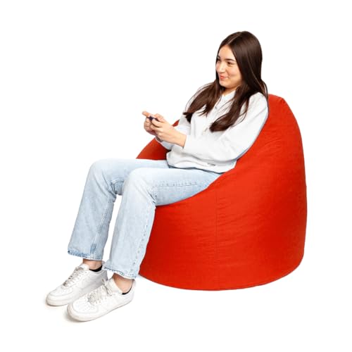 PATCH HOME Patchhome Sitzsack Tropfenform mit Reißverschluss Nachfüllbar - für In & Outdoor - mit Styropor Füllung 3 Größen erhältlich XXL - Höhe 115cm, Durchmesser 95cm Rot von PATCH HOME