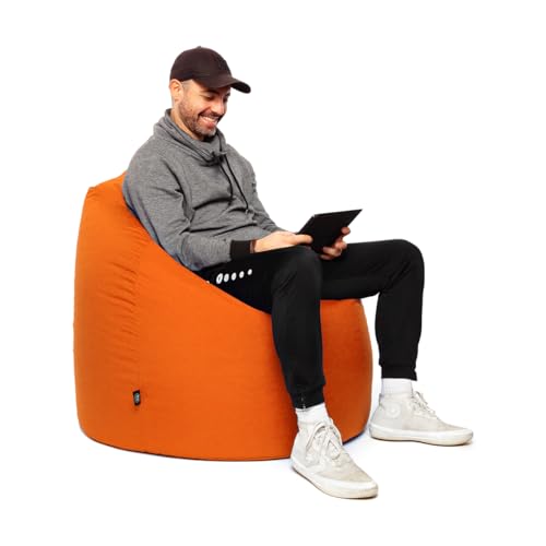 PATCH HOME Patchhome Sitzsack Tropfenform mit Reißverschluss Nachfüllbar - für In & Outdoor - mit Styropor Füllung 3 Größen erhältlich XXXL - Höhe 125cm, Durchmesser 105cm Orange von PATCH HOME