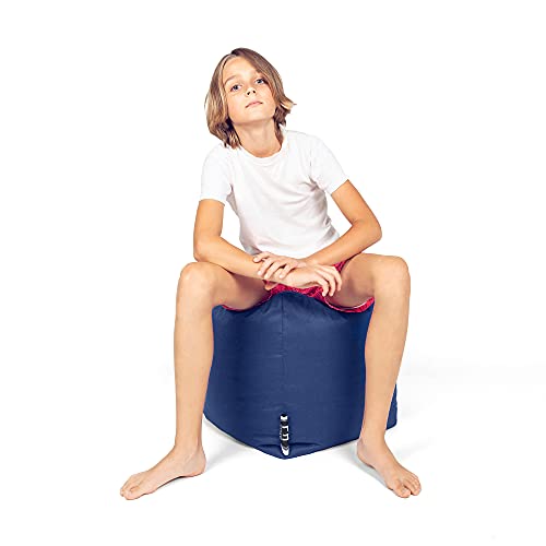 PATCH HOME Patchhome Square Sitzsack Würfel Hocker mit Reißverschluss 35x35x35cm Blaugrau von PATCH HOME