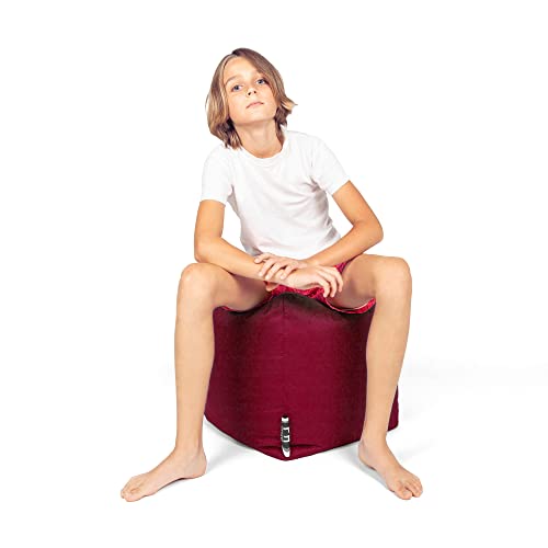 PATCH HOME Patchhome Square Sitzsack Würfel Hocker mit Reißverschluss 45x45x45cm Weinrot von PATCH HOME