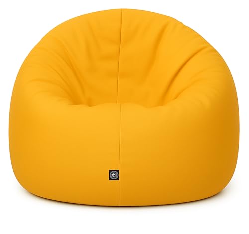 PATCH HOME Sitzsack 2 in 1 Sitzkissen Bodenkissen für Erwachsene & Kinder - Gaming mit Füllung Kissen Sessel BeanBag (Gelb, Ø 155cm) von PATCH HOME