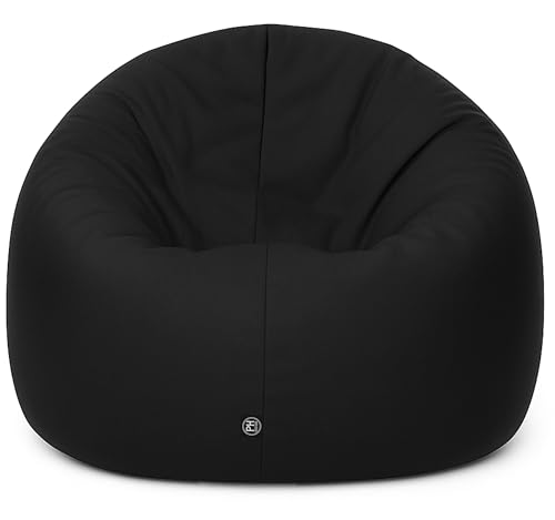 PATCH HOME Sitzsack 2 in 1 Sitzkissen Bodenkissen für Erwachsene & Kinder - Gaming mit Füllung Kissen Sessel BeanBag (Ø 145cm, Black) von PATCH HOME