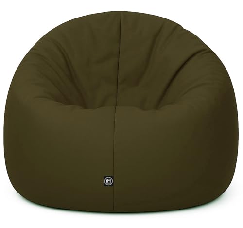 PATCH HOME Sitzsack 2 in 1 Sitzkissen Bodenkissen für Erwachsene & Kinder - Gaming mit Füllung Kissen Sessel BeanBag (Ø 145cm, Khaki) von PATCH HOME