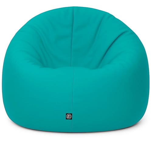 PATCH HOME Sitzsack 2 in 1 Sitzkissen Bodenkissen für Erwachsene & Kinder - Gaming mit Füllung Kissen Sessel BeanBag (Ø 145cm, Türkis) von PATCH HOME