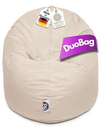 PATCH HOME Sitzsack 2 in 1 Sitzkissen mit Reißverschluss bereits befüllt Bodenkissen Sessel BeanBag Kissen (Creme, 100cm Durchmesser) von PATCH HOME