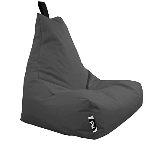 PATCH HOME Sitzsack Lounge Sessel Gaming Sitzkissen mit Reißverschluss fertig befüllt (XL mit Reißverschluss, Anthrazit) von PATCH HOME