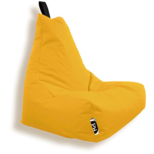 PATCH HOME Sitzsack Lounge Sessel Gaming Sitzkissen mit Reißverschluss fertig befüllt (XL mit Reißverschluss, Yellow) von PATCH HOME