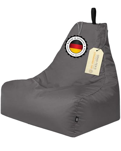 PatchHome XXL Lounge-Sessel – Ergonomischer Sitzsack für Gamer, Wohnzimmer & Outdoor – Mit Styropor-Füllung, Waschbarem Bezug & Reißverschluss zur Wiederbefüllung (Anthrazit) von PATCH HOME