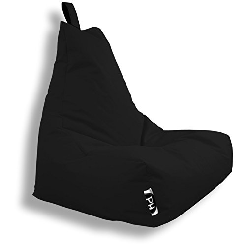 PATCH HOME Sitzsack Lounge Sessel Gaming Sitzkissen mit Reißverschluss fertig befüllt (XXL mit Reißverschluss, Black) von PATCH HOME