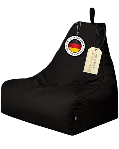 PatchHome XXL Lounge-Sessel – Ergonomischer Sitzsack für Gamer, Wohnzimmer & Outdoor – Mit Styropor-Füllung, Waschbarem Bezug & Reißverschluss zur Wiederbefüllung (Black) von PATCH HOME