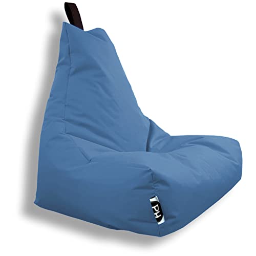 PATCH HOME Sitzsack Lounge Sessel Gaming Sitzkissen mit Reißverschluss fertig befüllt (XXL mit Reißverschluss, Blaugrau) von PATCH HOME