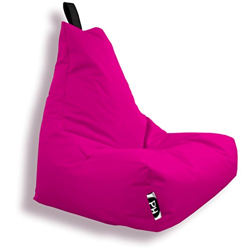 PATCH HOME Sitzsack Lounge Sessel Gaming Sitzkissen mit Reißverschluss fertig befüllt (XXL mit Reißverschluss, Pink) von PATCH HOME