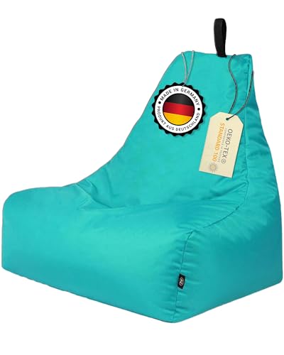 PATCH HOME Sitzsack Lounge Sessel Gaming Sitzkissen mit Reißverschluss fertig befüllt (XXL mit Reißverschluss, Türkis) von PATCH HOME