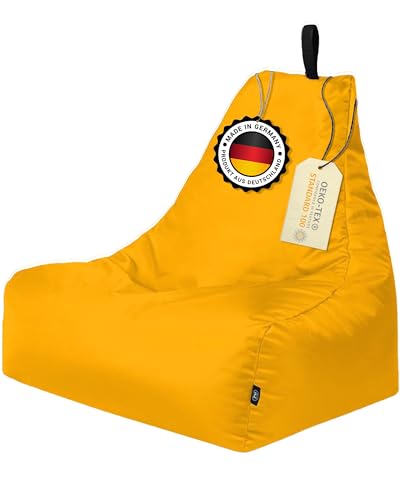 PATCH HOME Sitzsack Lounge Sessel Gaming Sitzkissen mit Reißverschluss fertig befüllt (XXL mit Reißverschluss, Yellow) von PATCH HOME