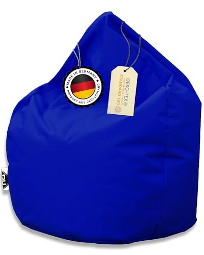 PATCH HOME Sitzsack Tropfenform - 3 Größen - 25 Farben XL - Höhe 105cm, Durchmesser 65cm Blau von PATCH HOME