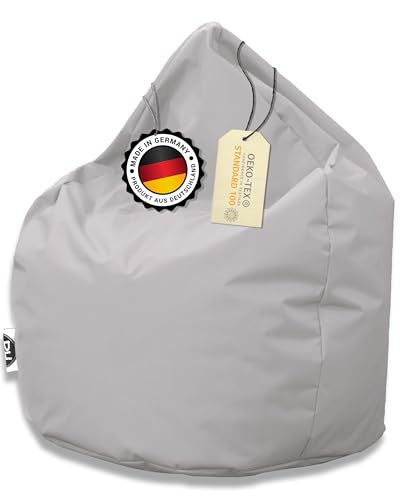 PATCH HOME Sitzsack Tropfenform - 3 Größen - 25 Farben XL - Höhe 105cm, Durchmesser 65cm Grau von PATCH HOME