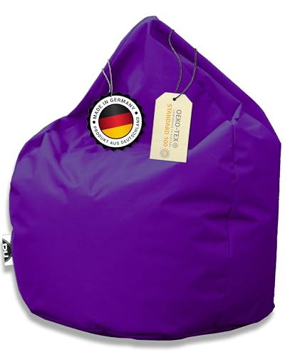 PATCH HOME Sitzsack Tropfenform - 3 Größen - 25 Farben XL - Höhe 105cm, Durchmesser 65cm Lila von PATCH HOME