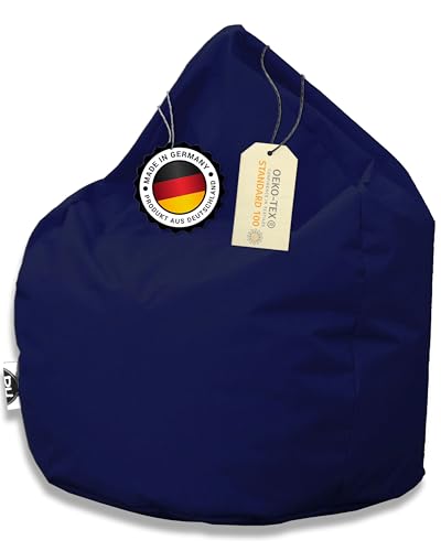 PATCH HOME Sitzsack Tropfenform - 3 Größen - 25 Farben XL - Höhe 105cm, Durchmesser 65cm Marine von PATCH HOME